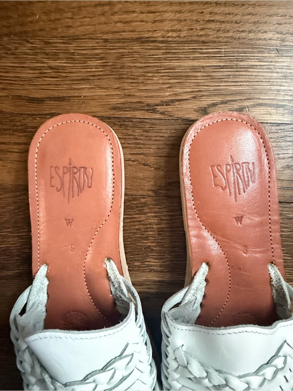 Espiritu Woven Leather Huarache Mule Slip ons White Size 8 - Picture 4 of 6
